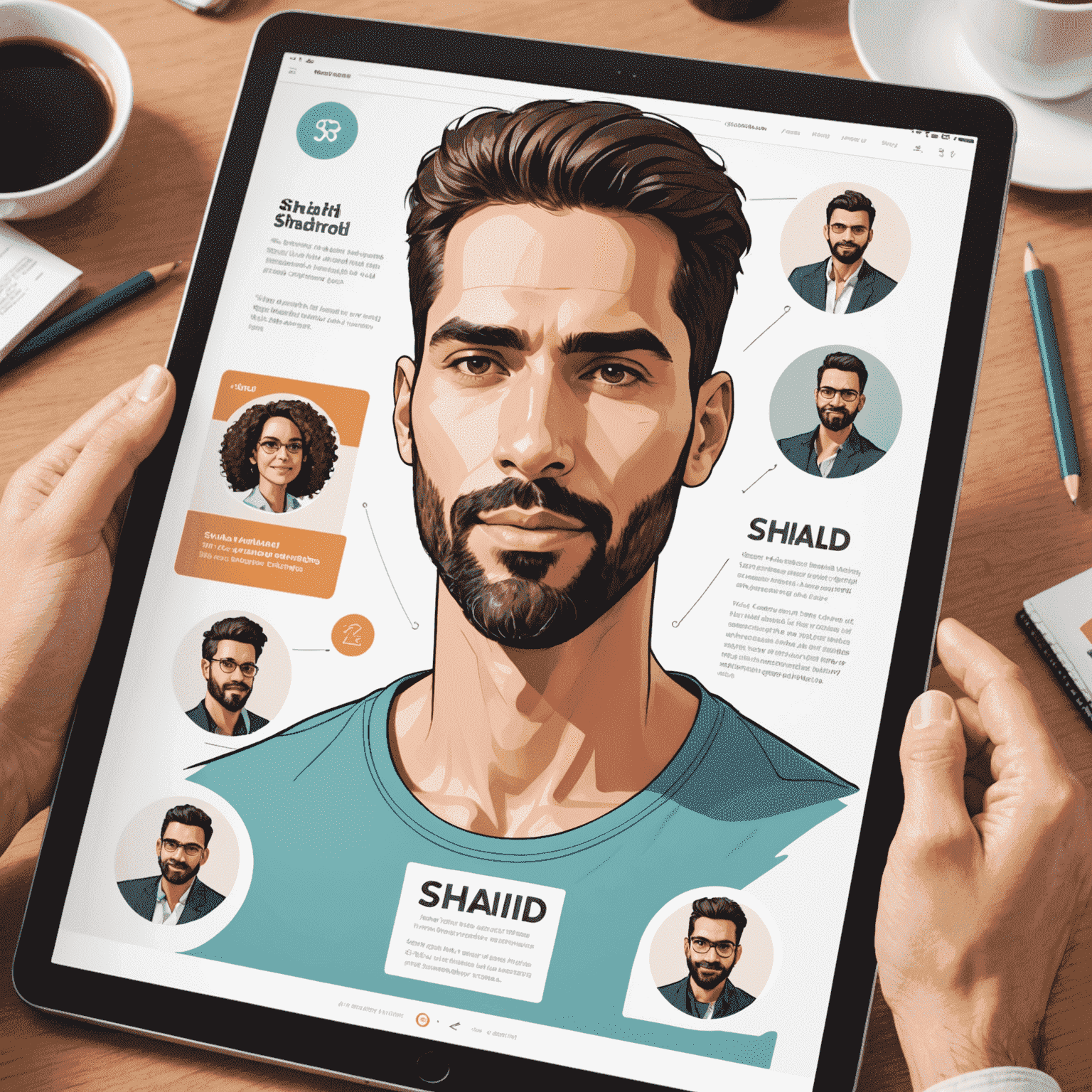 A step-by-step guide displayed on a tablet, showing the Shahid subscription process