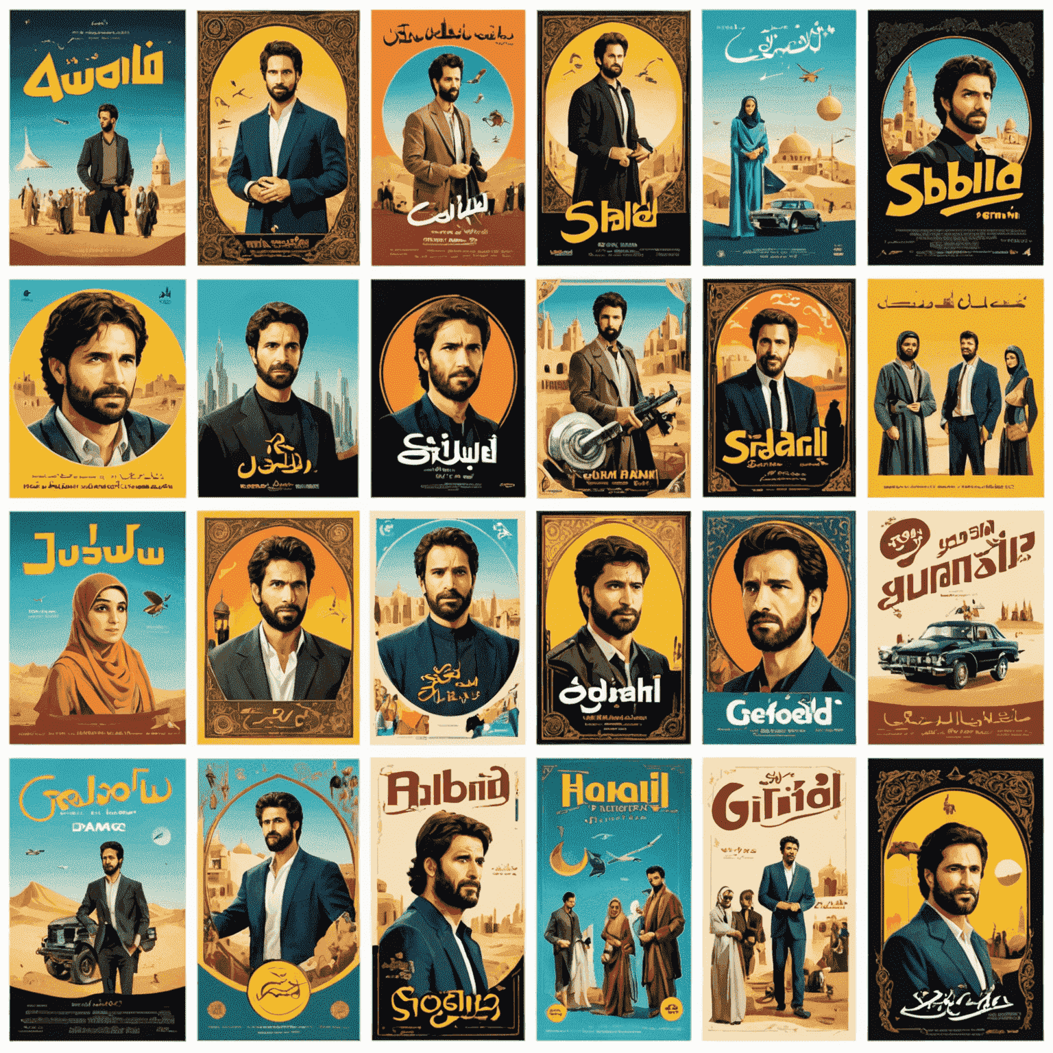 A collage of Arabic movie and series posters with Shahid logo, representing various content packages